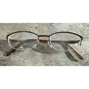 Elle EL18710 Brown Half Rim Metal Eyeglasses Frame Spring Hinge 48-18-130-28 G23